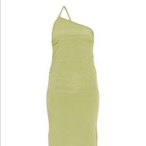 Lime Crinkle Woven Asymmetric Strap Split Side Maxi Dress #summerdress #maxidres